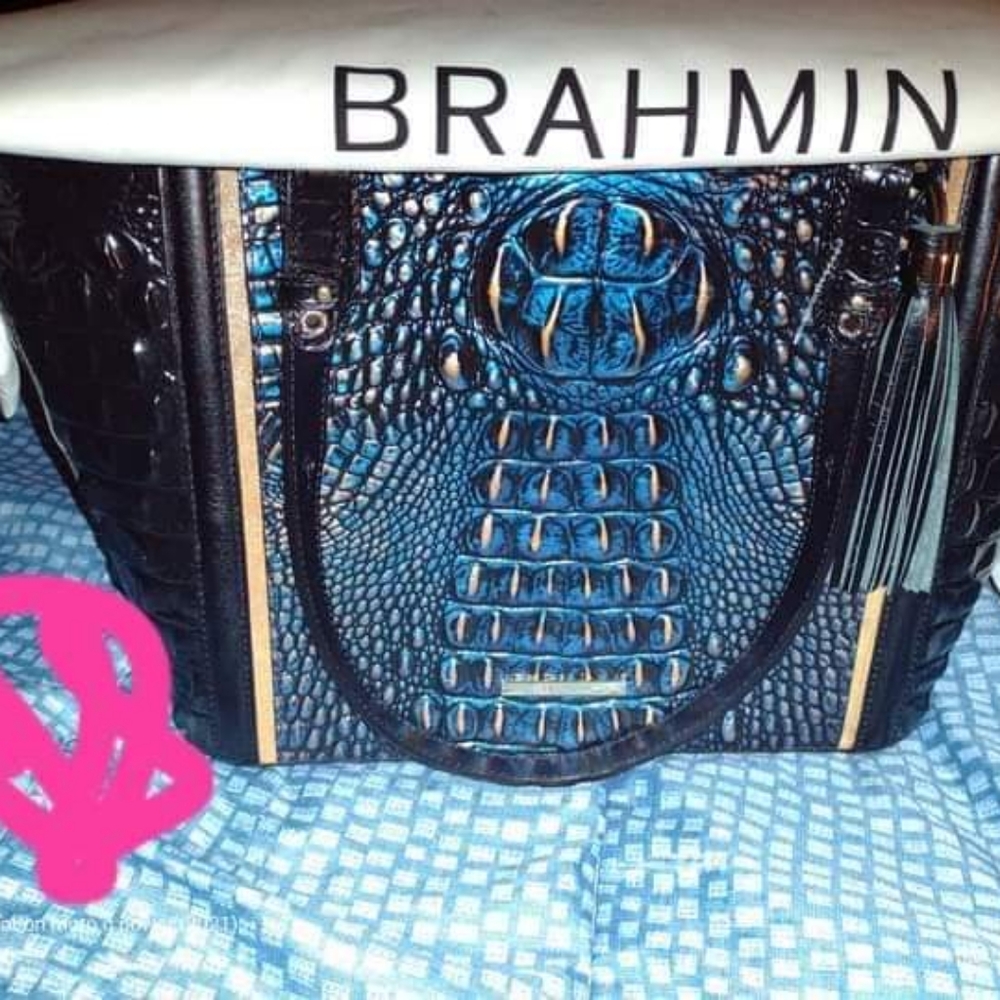 ISO brahmin bags in lapis color.